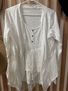 Maloka Paris, Made in Portugal, Lagenlook, Boho Chic, Crochet Accent, Mesh Hem,